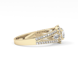 Round Cut 0.62 Carat Moissanite Ring – Cluster Setting in Gold
