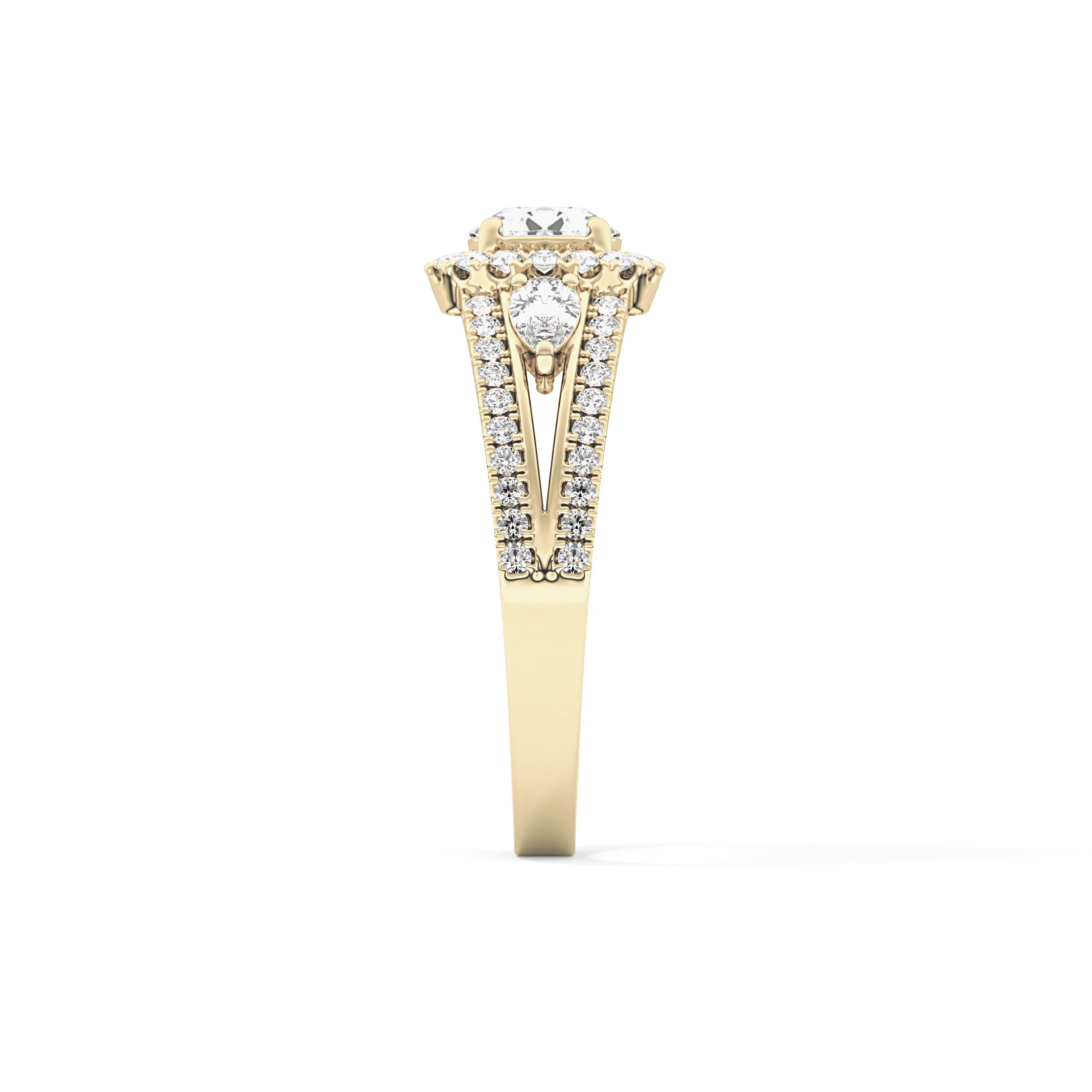Round Cut 0.62 Carat Moissanite Ring – Cluster Setting in Gold