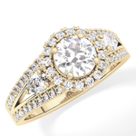 Round Cut 0.62 Carat Moissanite Ring – Cluster Setting in Gold