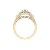 Round Cut 0.62 Carat Moissanite Ring – Cluster Setting in Gold