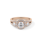 Round Cut 0.62 Carat Moissanite Ring – Cluster Setting in Gold