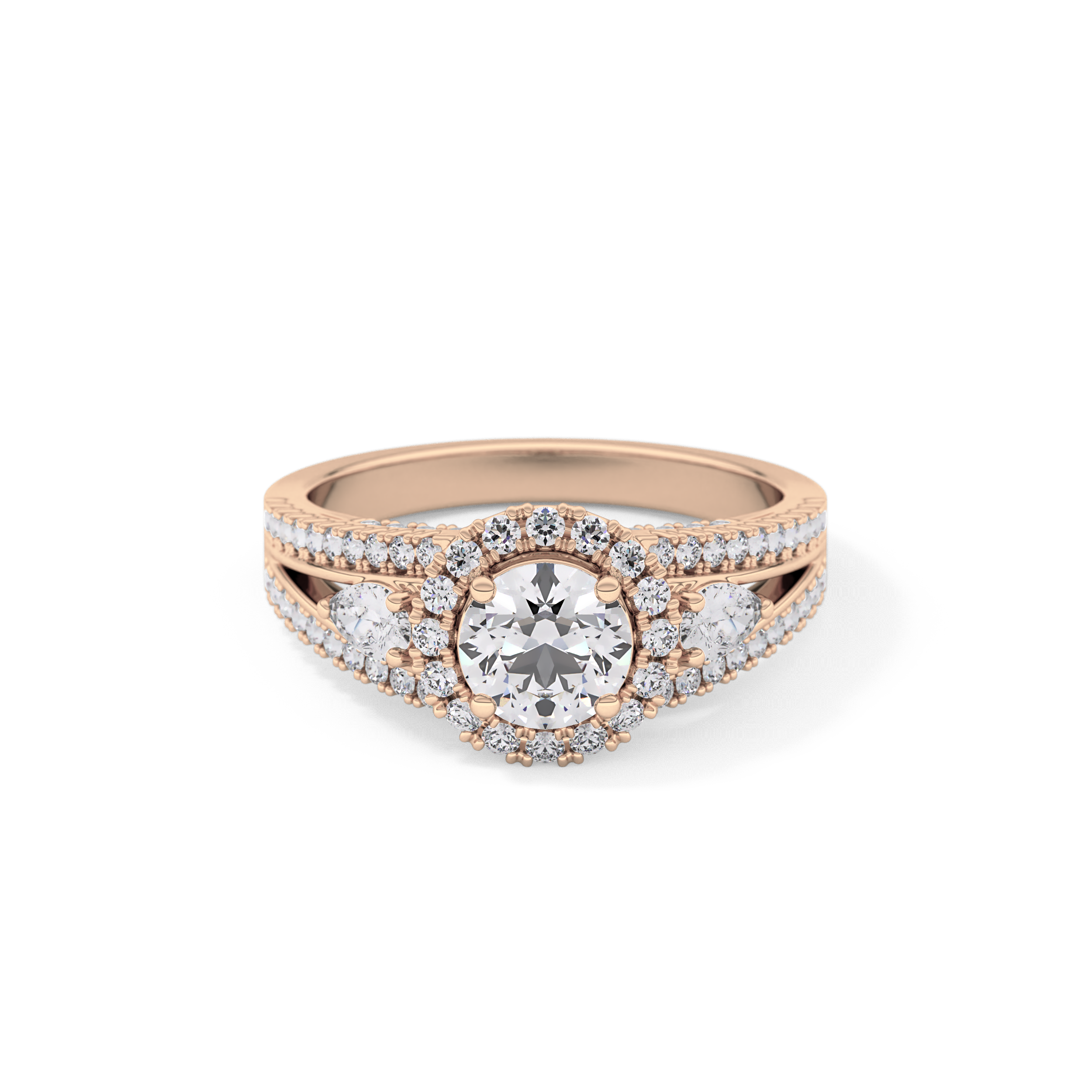 Round Cut 0.62 Carat Moissanite Ring – Cluster Setting in Gold