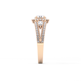 Round Cut 0.62 Carat Moissanite Ring – Cluster Setting in Gold