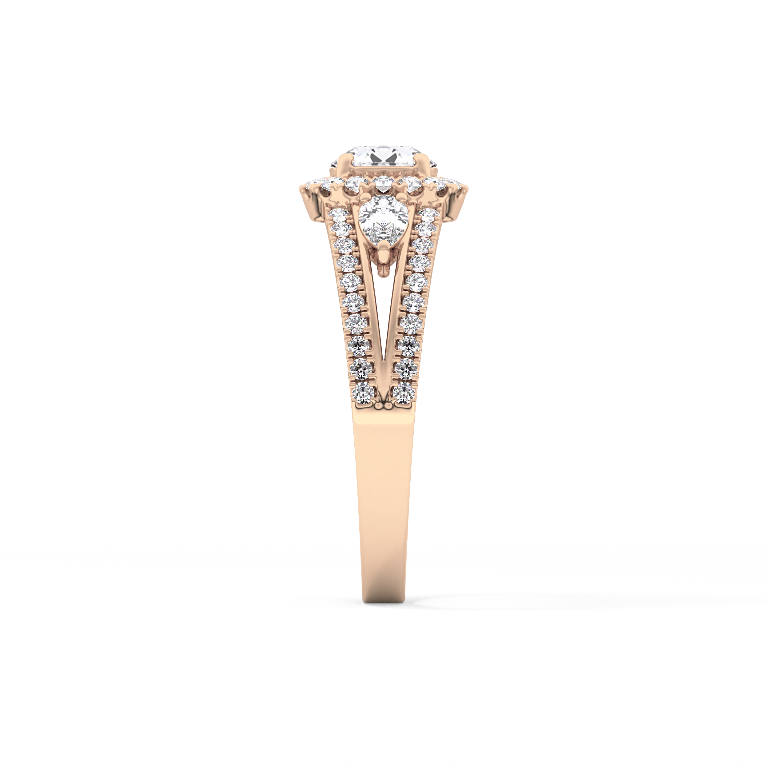 Round Cut 0.62 Carat Moissanite Ring – Cluster Setting in Gold