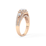 Round Cut 0.62 Carat Moissanite Ring – Cluster Setting in Gold