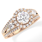 Round Cut 0.62 Carat Moissanite Ring – Cluster Setting in Gold