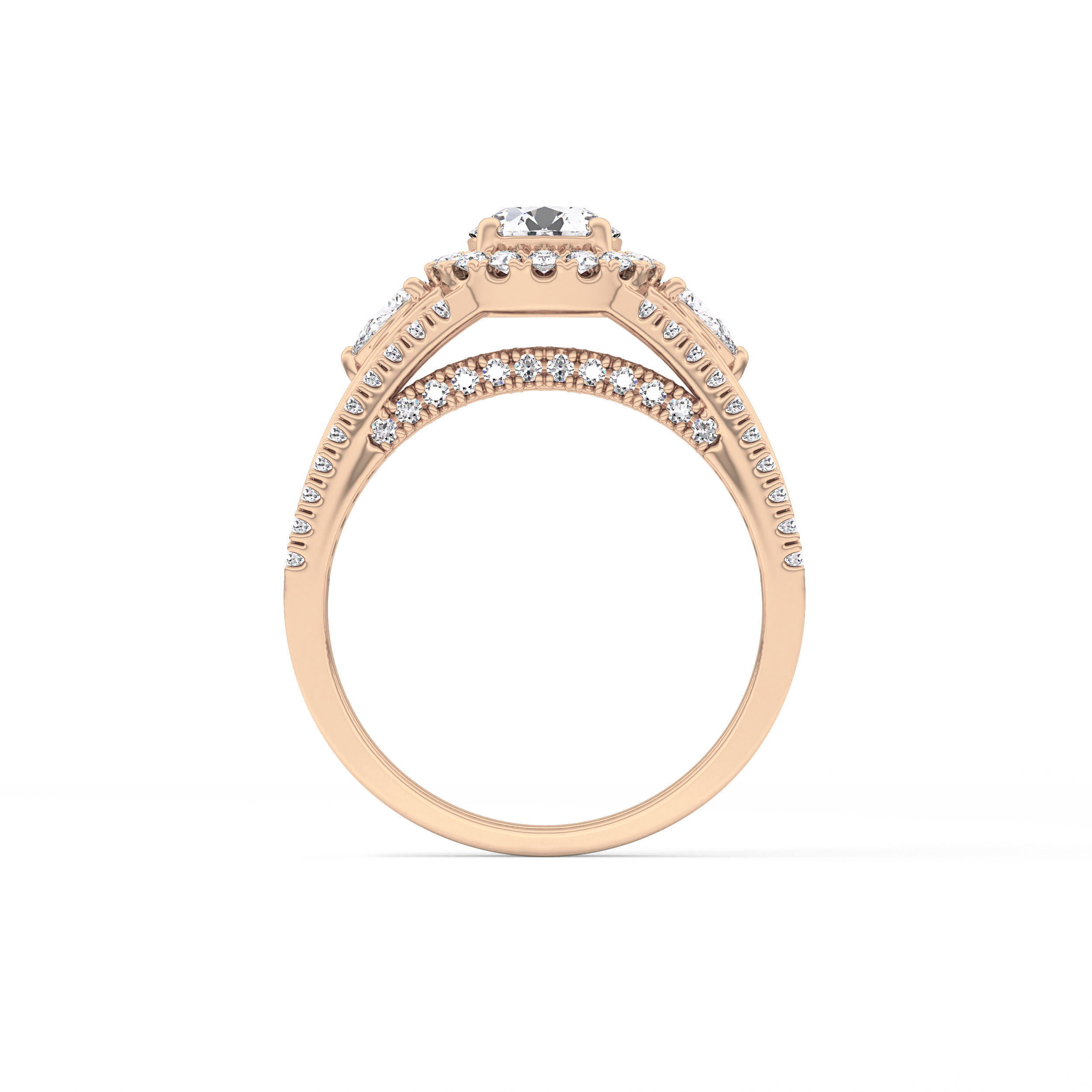 Round Cut 0.62 Carat Moissanite Ring – Cluster Setting in Gold