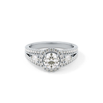 Round Cut 0.62 Carat Moissanite Ring – Cluster Setting in Gold