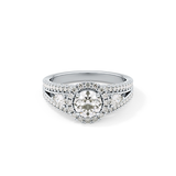 Round Cut 0.62 Carat Moissanite Ring – Cluster Setting in Gold