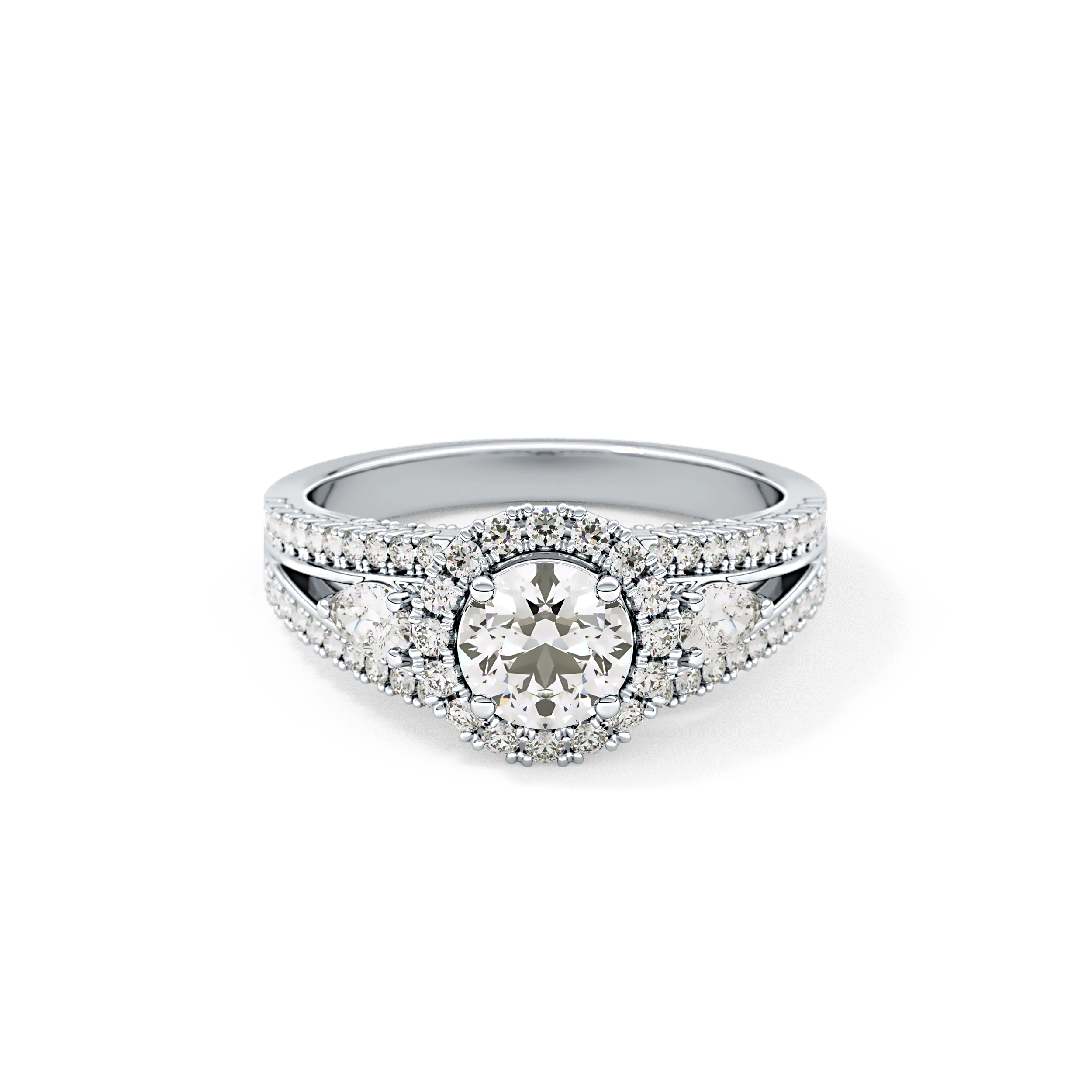 Round Cut 0.62 Carat Moissanite Ring – Cluster Setting in Gold