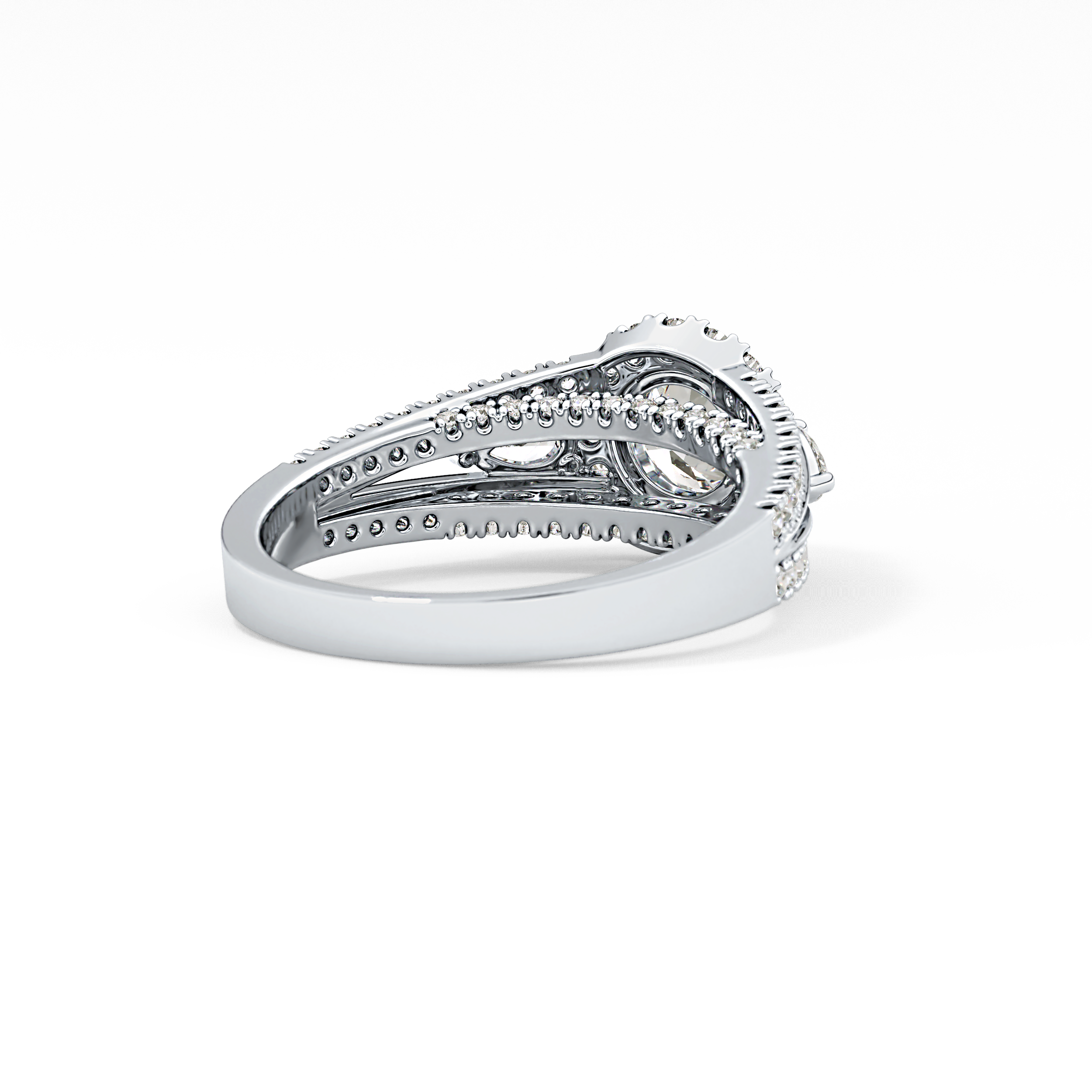 Round Cut 0.62 Carat Moissanite Ring – Cluster Setting in Gold