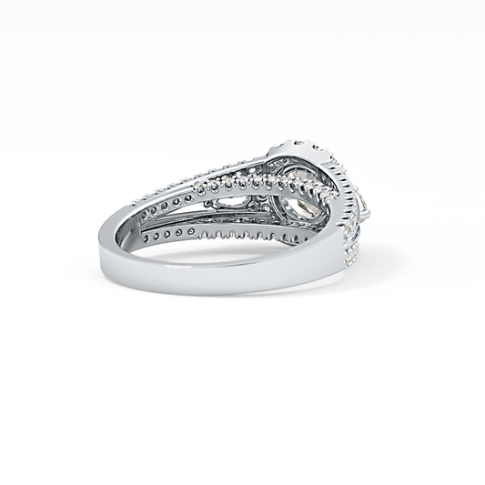 Round Cut 0.62 Carat Moissanite Ring – Cluster Setting in Gold