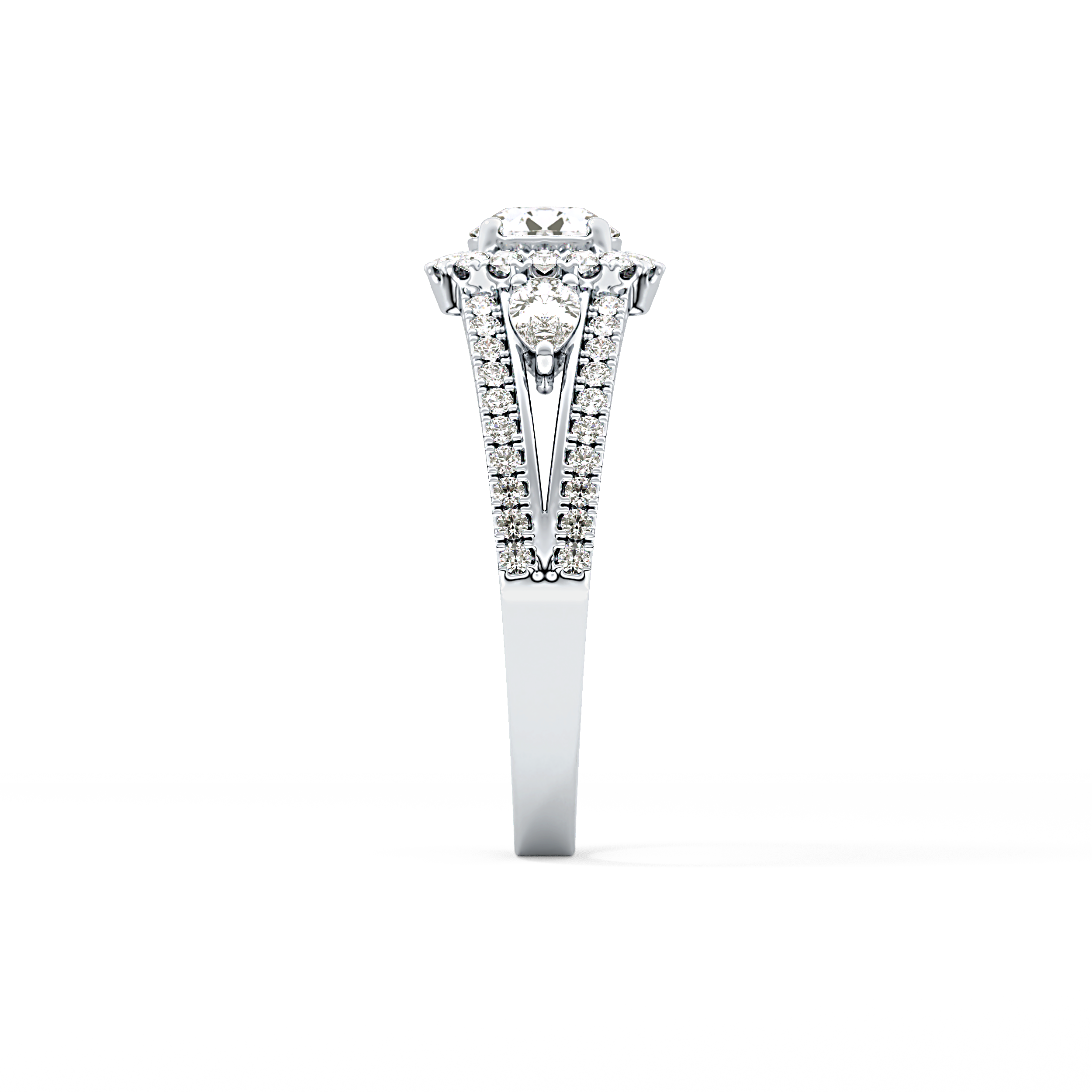 Round Cut 0.62 Carat Moissanite Ring – Cluster Setting in Gold