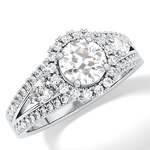 Round Cut 0.62 Carat Moissanite Ring – Cluster Setting in Gold
