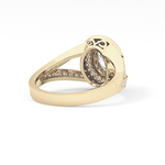 Oval Cut 0.91 Carat Moissanite Ring – Double Halo and Pave Setting in Gold