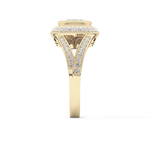 Oval Cut 0.91 Carat Moissanite Ring – Double Halo and Pave Setting in Gold