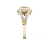 Oval Cut 0.91 Carat Moissanite Ring – Double Halo and Pave Setting in Gold