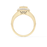 Oval Cut 0.91 Carat Moissanite Ring – Double Halo and Pave Setting in Gold