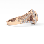 Oval Cut 0.91 Carat Moissanite Ring – Double Halo and Pave Setting in Gold