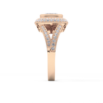 Oval Cut 0.91 Carat Moissanite Ring – Double Halo and Pave Setting in Gold