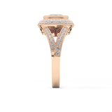 Oval Cut 0.91 Carat Moissanite Ring – Double Halo and Pave Setting in Gold