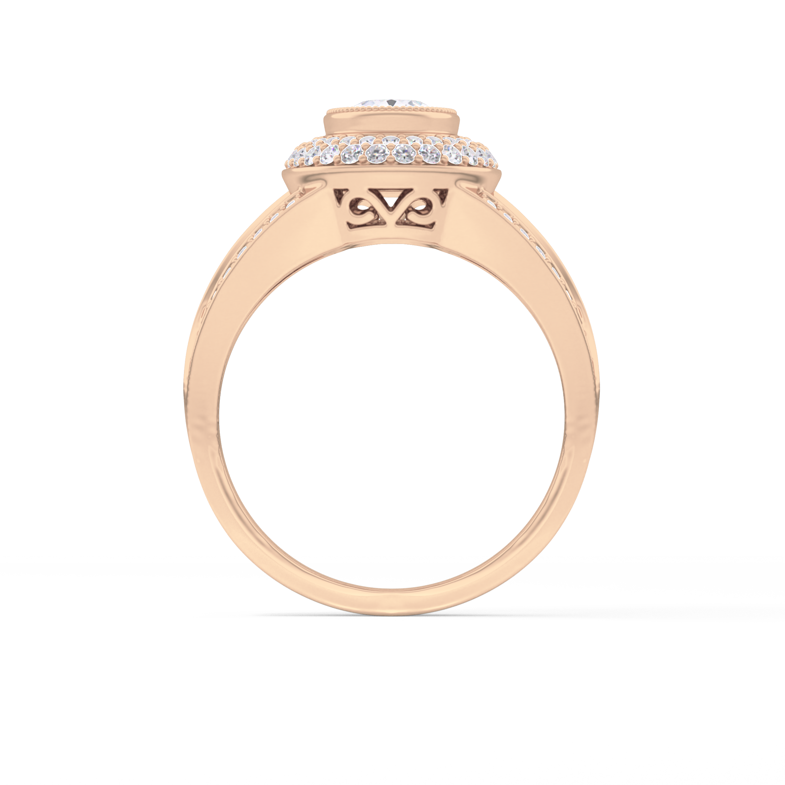 Oval Cut 0.91 Carat Moissanite Ring – Double Halo and Pave Setting in Gold