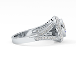 Oval Cut 0.91 Carat Moissanite Ring – Double Halo and Pave Setting in Gold