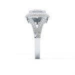 Oval Cut 0.91 Carat Moissanite Ring – Double Halo and Pave Setting in Gold