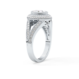 Oval Cut 0.91 Carat Moissanite Ring – Double Halo and Pave Setting in Gold