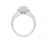 Oval Cut 0.91 Carat Moissanite Ring – Double Halo and Pave Setting in Gold