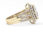 Marquise Cut 1.5 Carat Moissanite Ring – Double Halo and Pave Setting in Gold