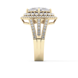 Marquise Cut 1.5 Carat Moissanite Ring – Double Halo and Pave Setting in Gold
