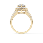 Marquise Cut 1.5 Carat Moissanite Ring – Double Halo and Pave Setting in Gold