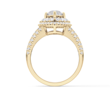Marquise Cut 1.5 Carat Moissanite Ring – Double Halo and Pave Setting in Gold