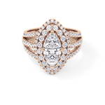 Marquise Cut 1.5 Carat Moissanite Ring – Double Halo and Pave Setting in Gold