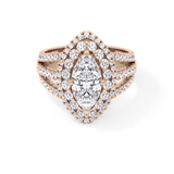 Marquise Cut 1.5 Carat Moissanite Ring – Double Halo and Pave Setting in Gold