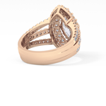 Marquise Cut 1.5 Carat Moissanite Ring – Double Halo and Pave Setting in Gold