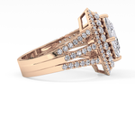 Marquise Cut 1.5 Carat Moissanite Ring – Double Halo and Pave Setting in Gold