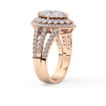 Marquise Cut 1.5 Carat Moissanite Ring – Double Halo and Pave Setting in Gold