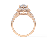 Marquise Cut 1.5 Carat Moissanite Ring – Double Halo and Pave Setting in Gold