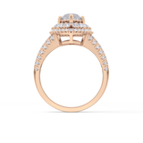 Marquise Cut 1.5 Carat Moissanite Ring – Double Halo and Pave Setting in Gold