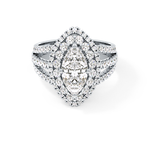 Marquise Cut 1.5 Carat Moissanite Ring – Double Halo and Pave Setting in Gold