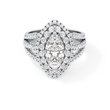 Marquise Cut 1.5 Carat Moissanite Ring – Double Halo and Pave Setting in Gold