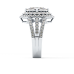 Marquise Cut 1.5 Carat Moissanite Ring – Double Halo and Pave Setting in Gold