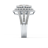 Marquise Cut 1.5 Carat Moissanite Ring – Double Halo and Pave Setting in Gold