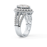 Marquise Cut 1.5 Carat Moissanite Ring – Double Halo and Pave Setting in Gold