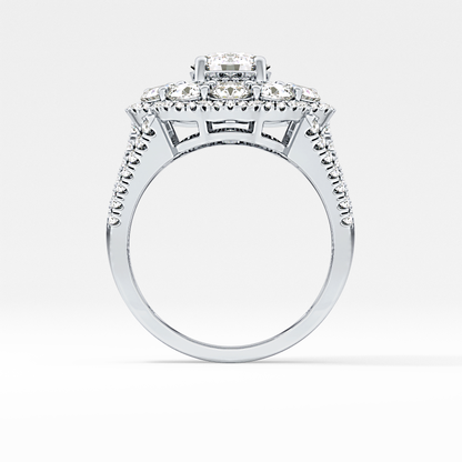 Round Cut 1.13 Carat Moissanite Ring – Cluster & Split Shank Setting in Gold