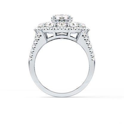 Round Cut 1.13 Carat Moissanite Ring – Cluster & Split Shank Setting in Gold