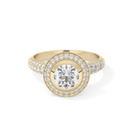 Round Cut 0.09 Carat Moissanite Ring – Halo and Pave Setting in Gold