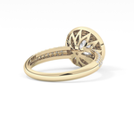Round Cut 0.09 Carat Moissanite Ring – Halo and Pave Setting in Gold